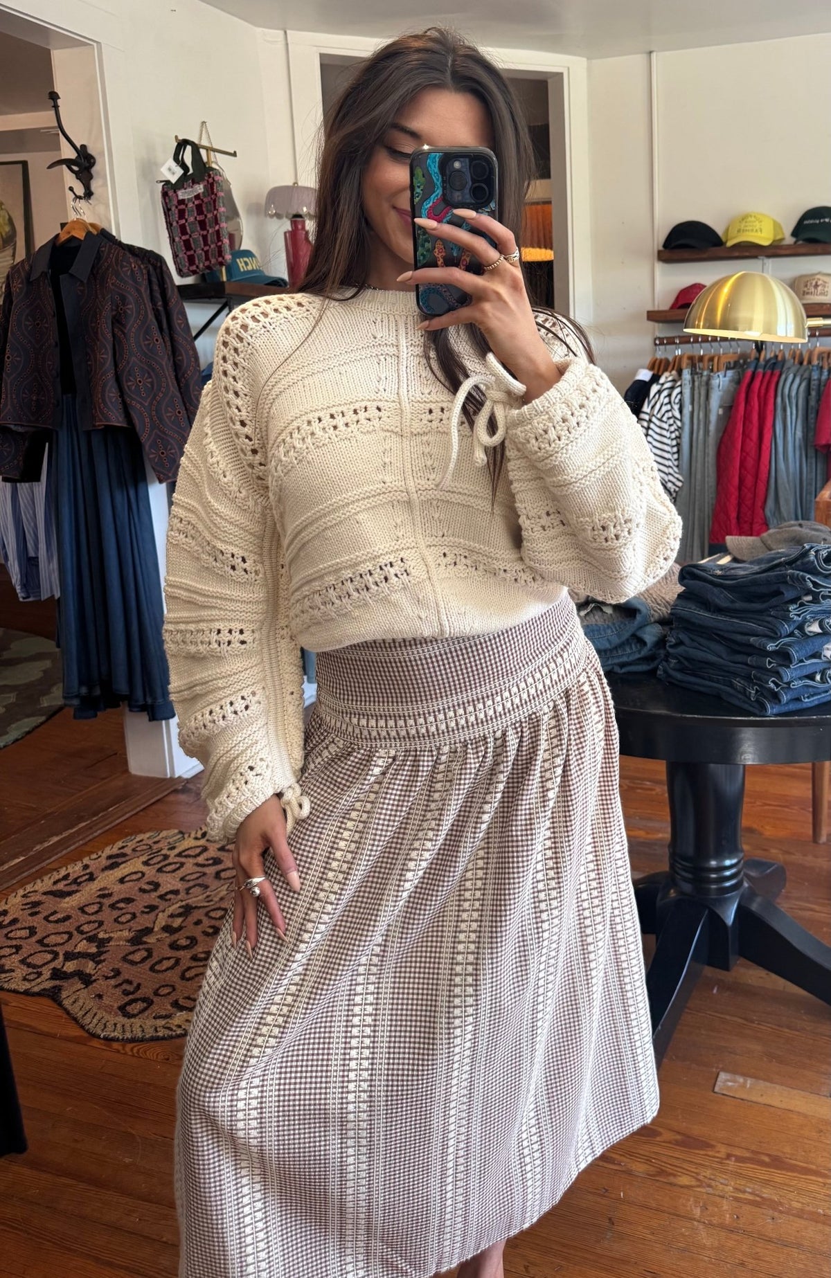 Off White Open Knit Tie Sweater - Box Turtle