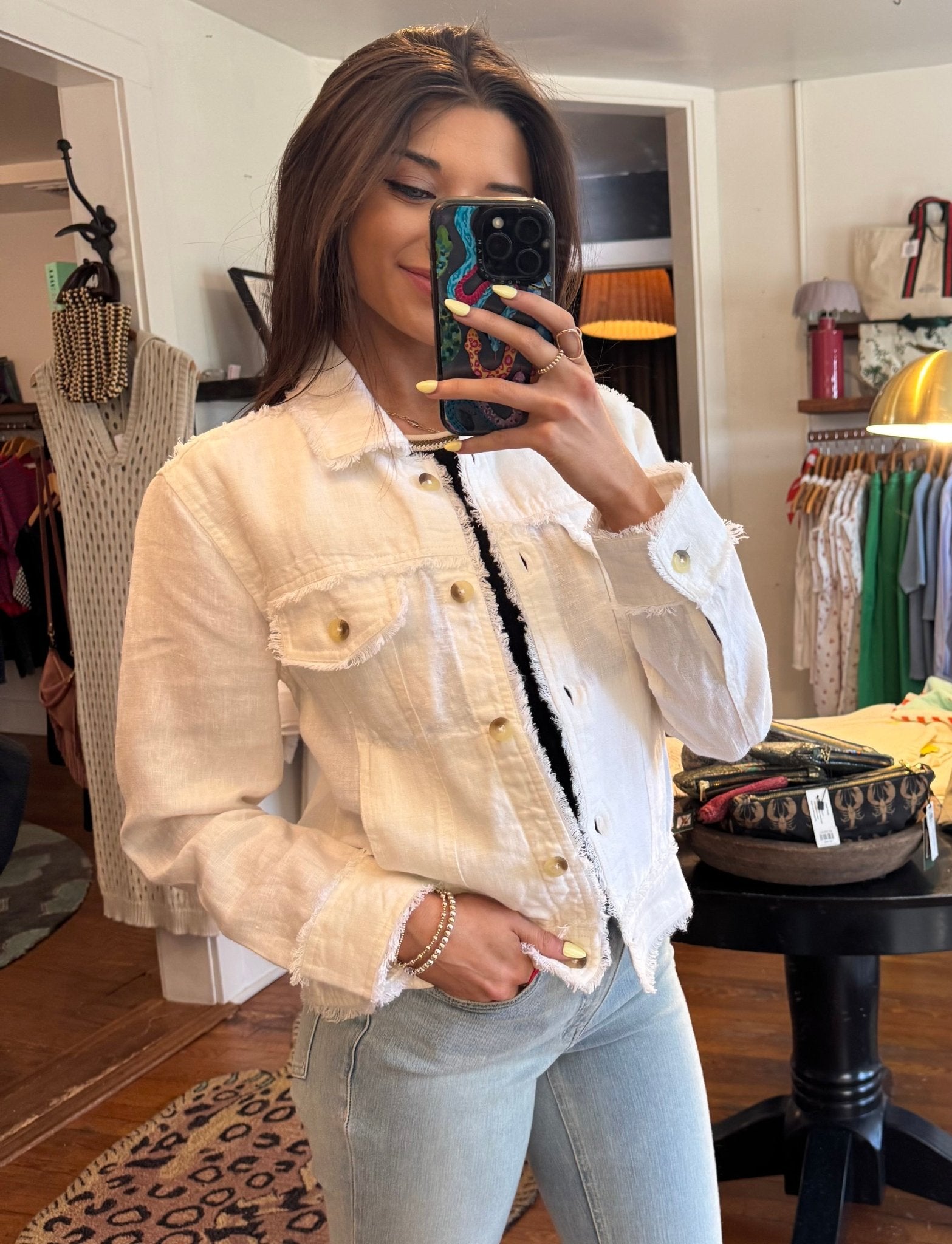 Off White Summer Linen Jacket - Box Turtle