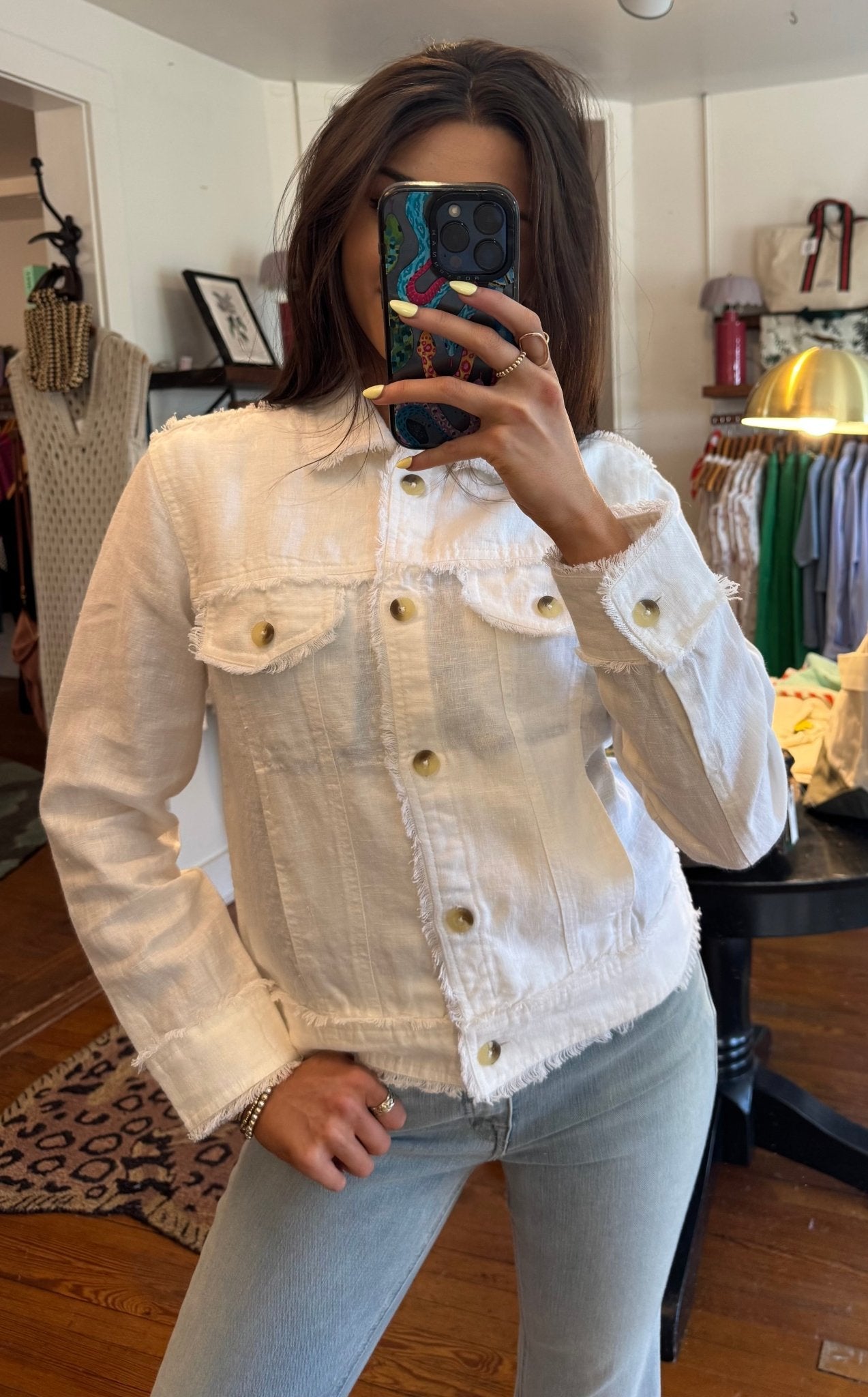 Off White Summer Linen Jacket - Box Turtle