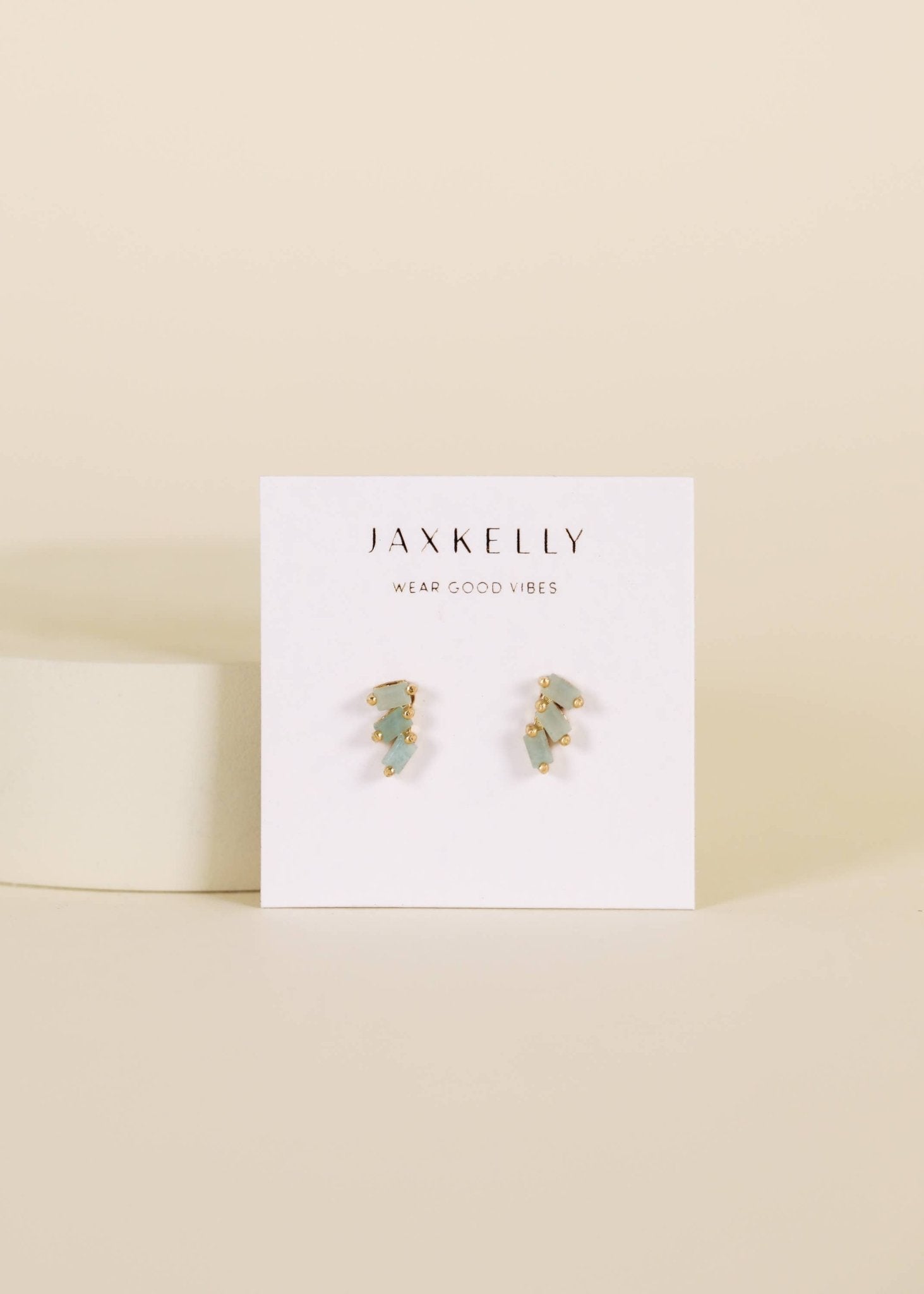 Offset Trio - Amazonite - Gold Earrings - Box Turtle