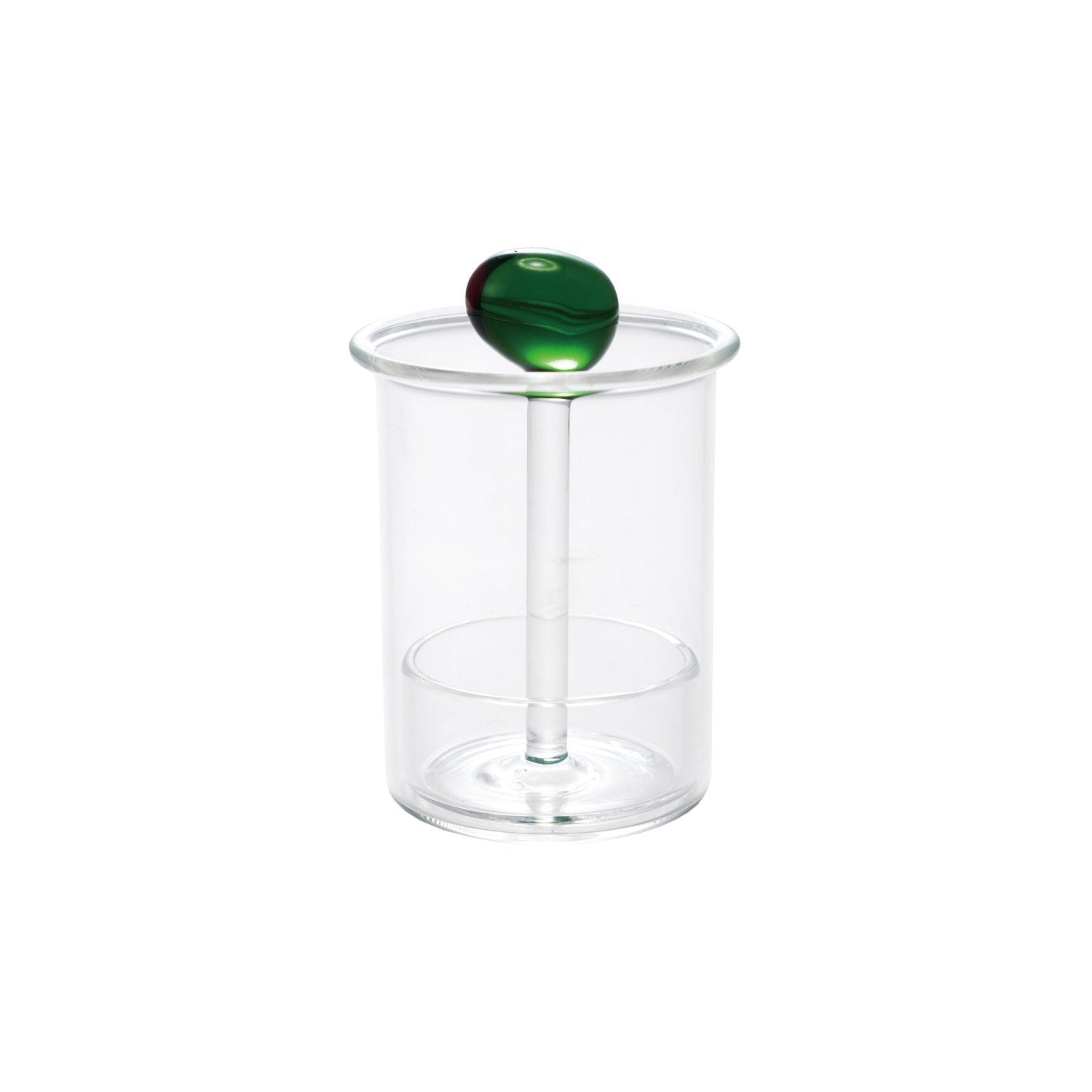 Olive Glass Toothpick Holder - Box Turtle