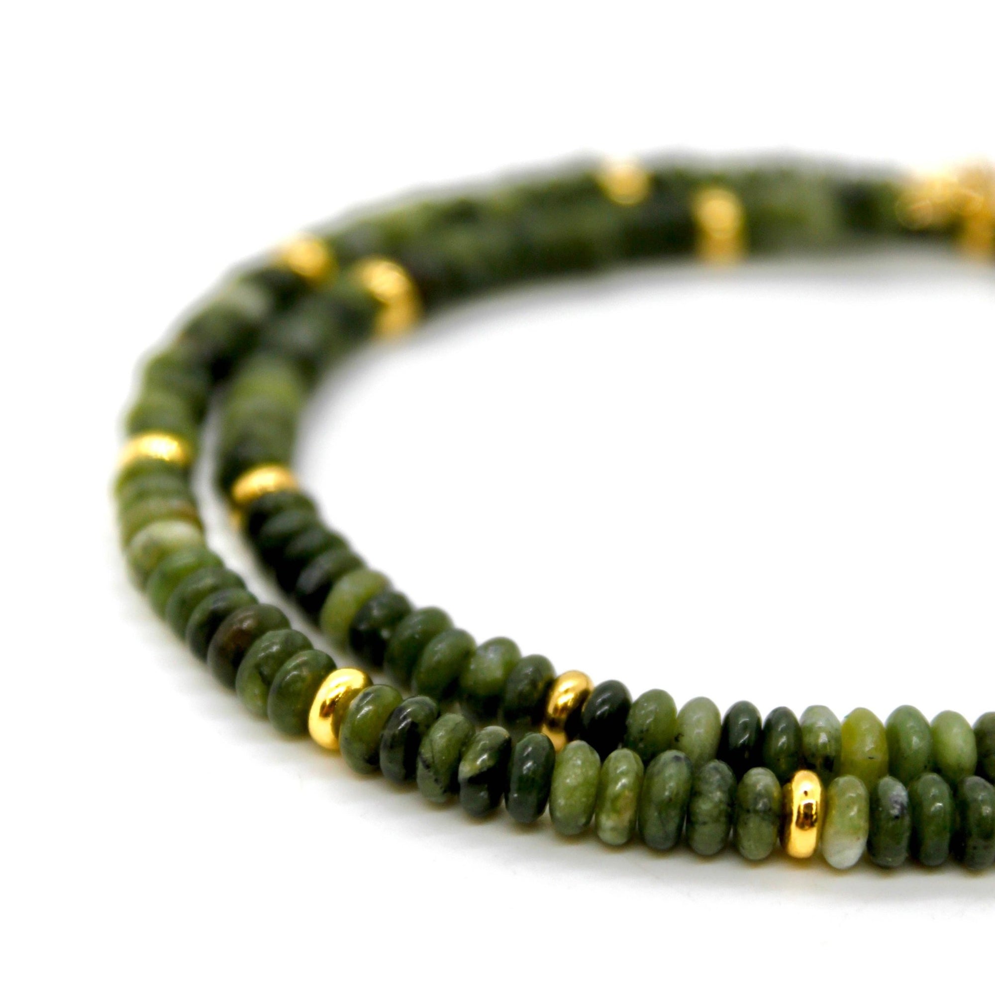 Olive Jade + Gold Necklace - Box Turtle