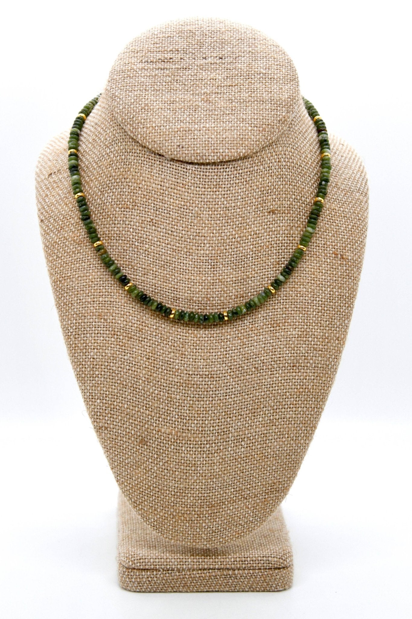 Olive Jade + Gold Necklace - Box Turtle