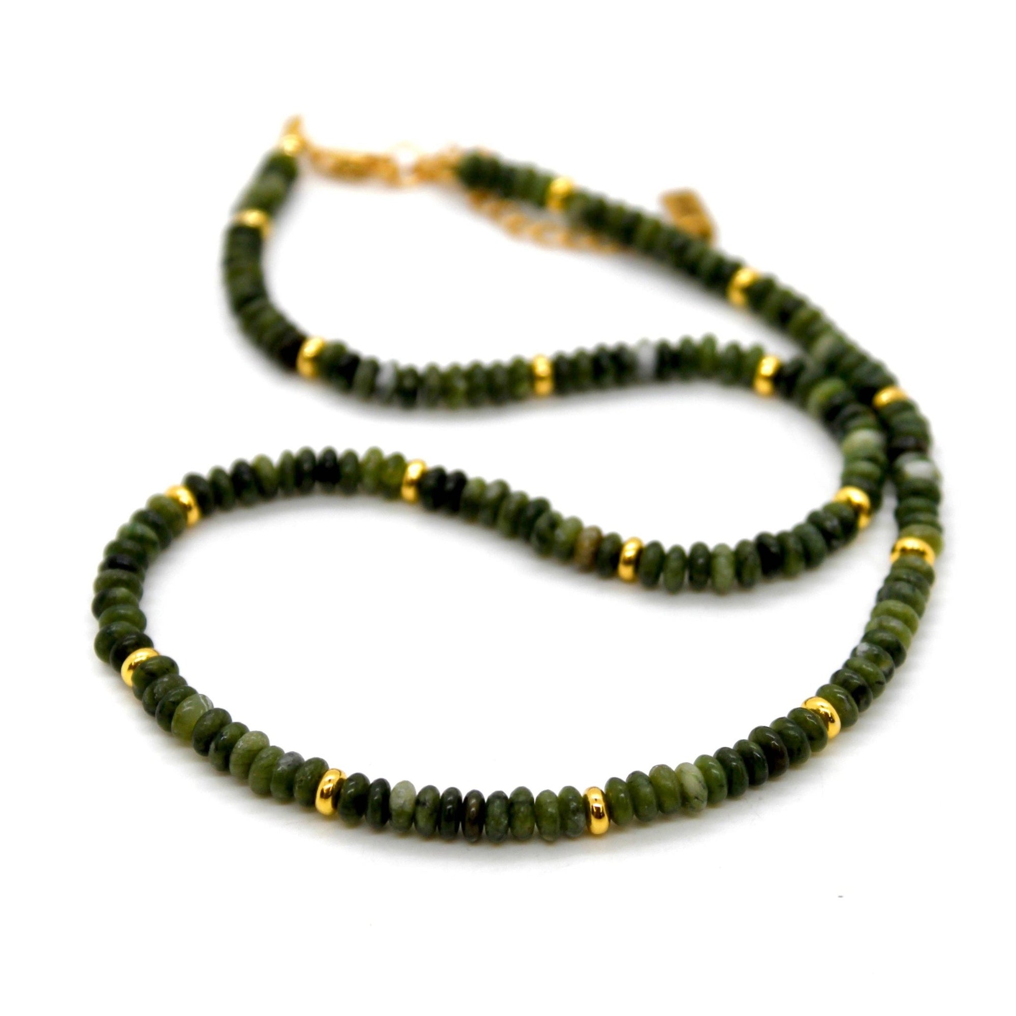 Olive Jade + Gold Necklace - Box Turtle