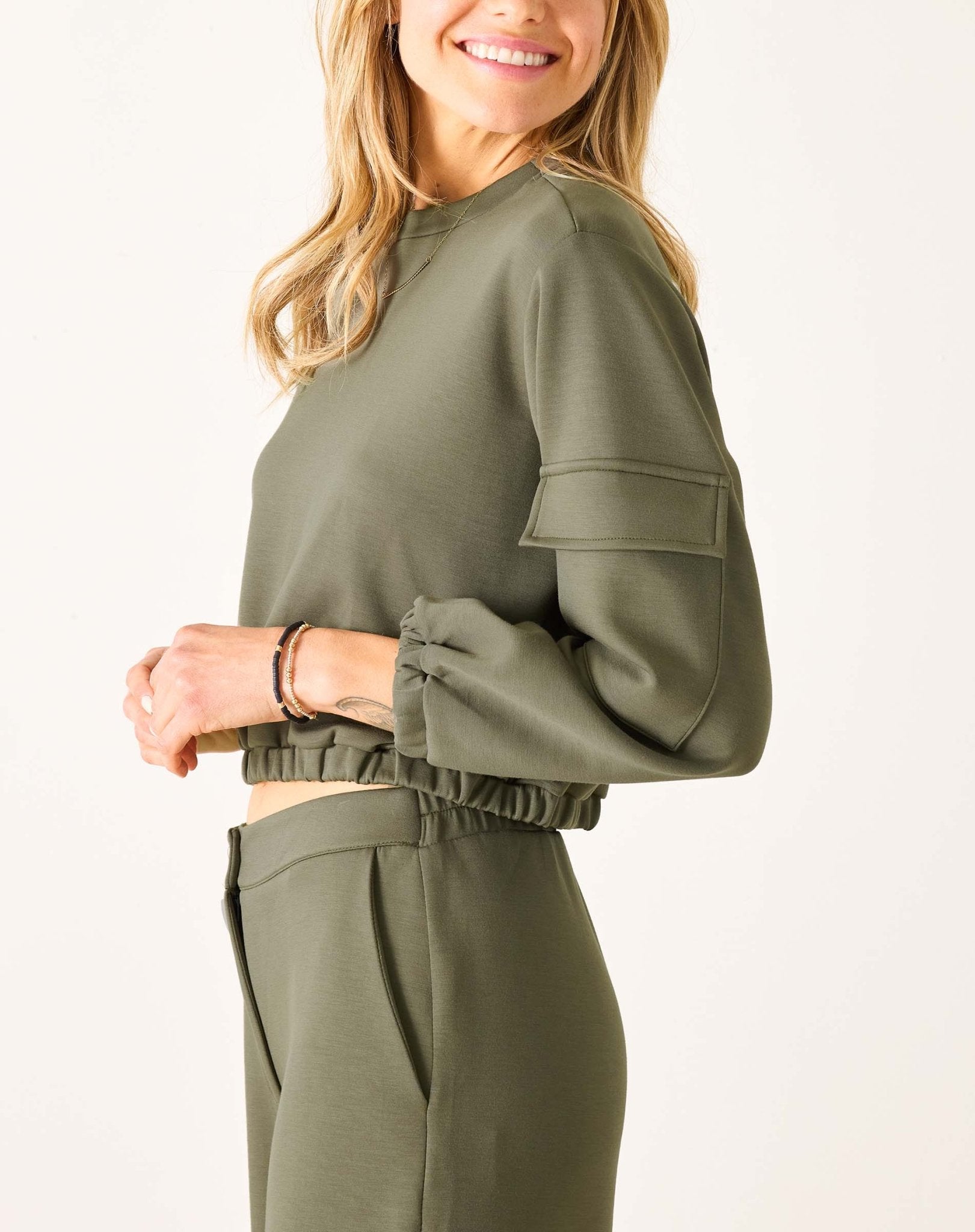 Olive Simone Cargo Crew Sweatshirt - Box Turtle