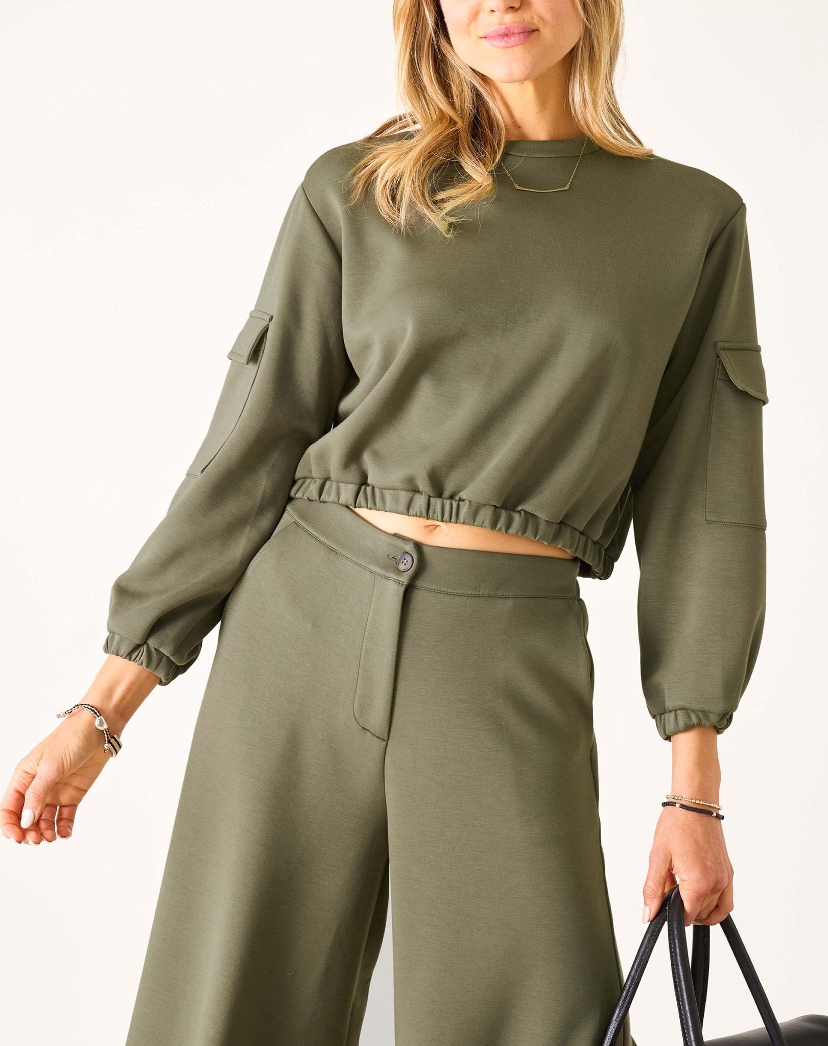 Olive Simone Cargo Crew Sweatshirt - Box Turtle