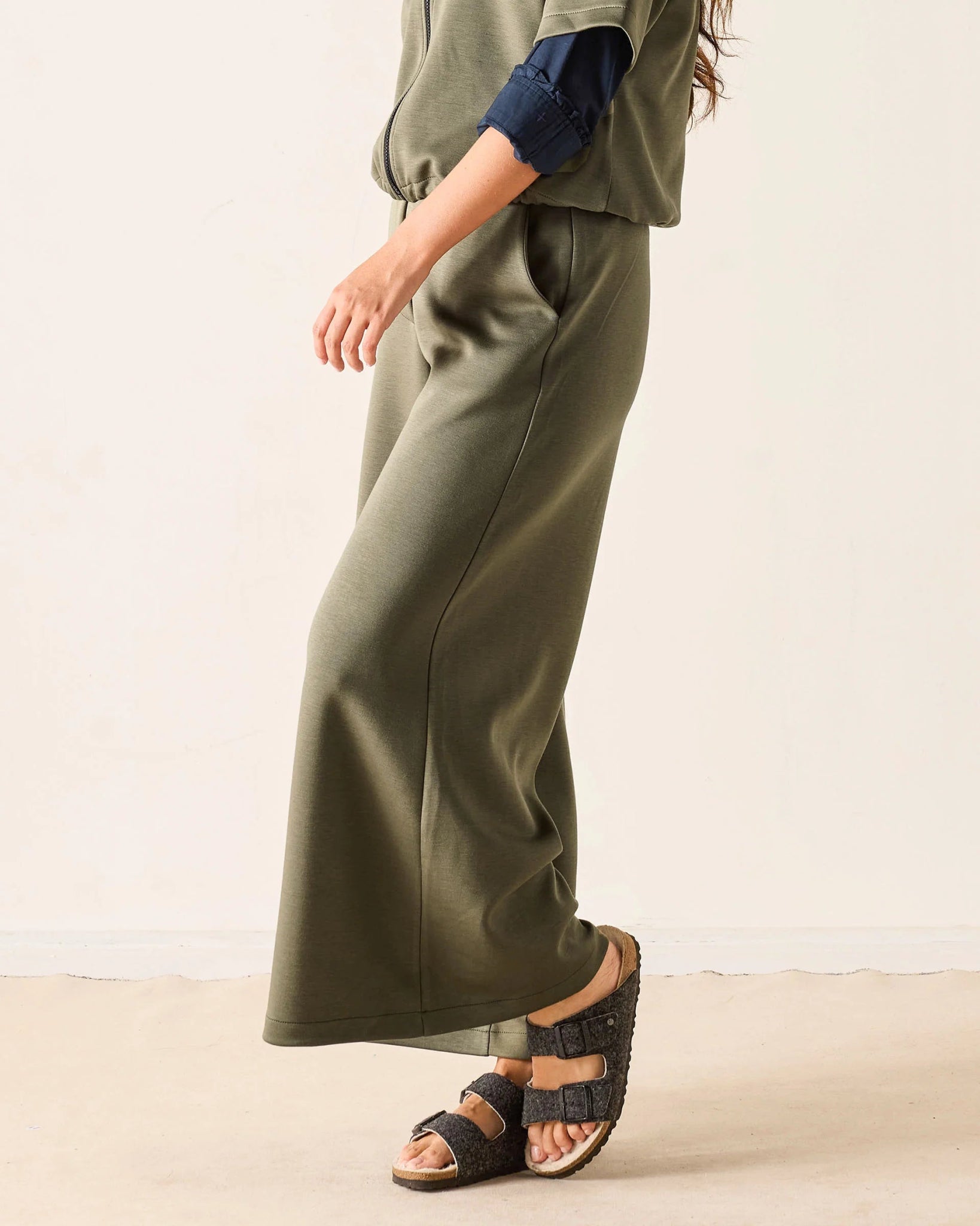 Olive Simone Wide Leg Pant - Box Turtle