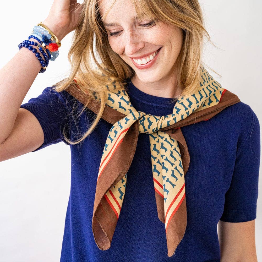 Olivia Square Scarf Dachshund Print - Box Turtle