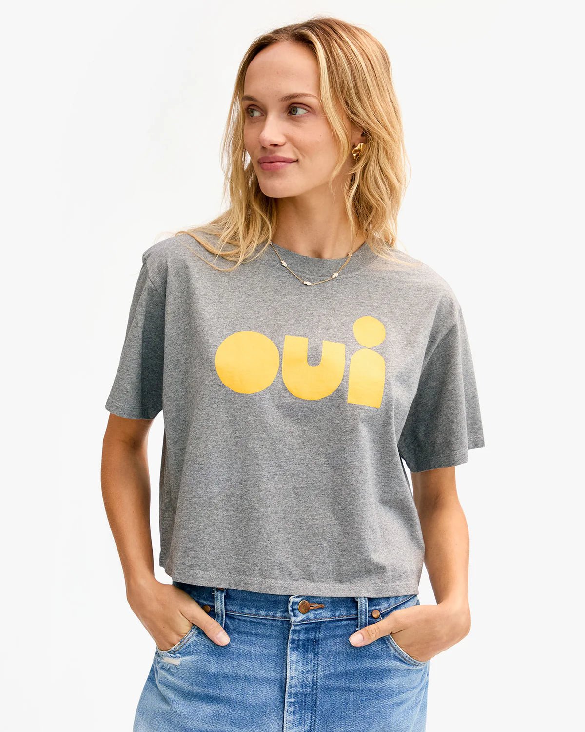 Oui Le Carre Tee in Grey Melange - Box Turtle