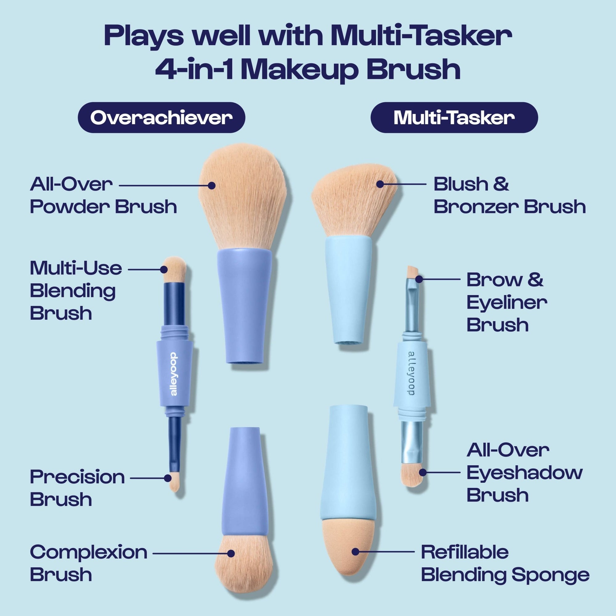 Overachiever 4 - in - 1 Makeup Brush - Box Turtle