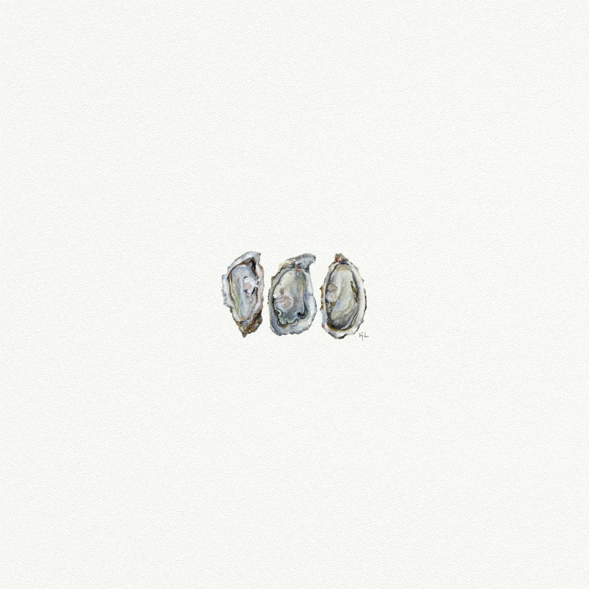 Oysters Miniature Watercolor Painting - Box Turtle