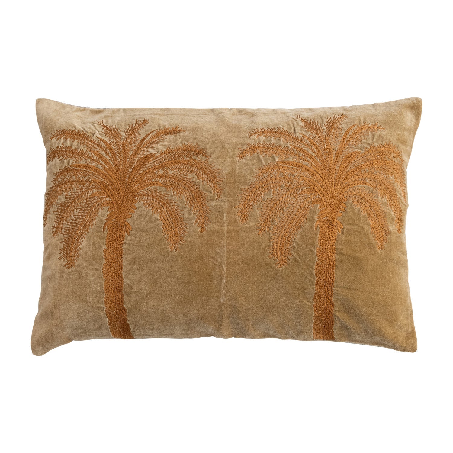 Palm Trees Velvet Embroidered Pillow - Box Turtle
