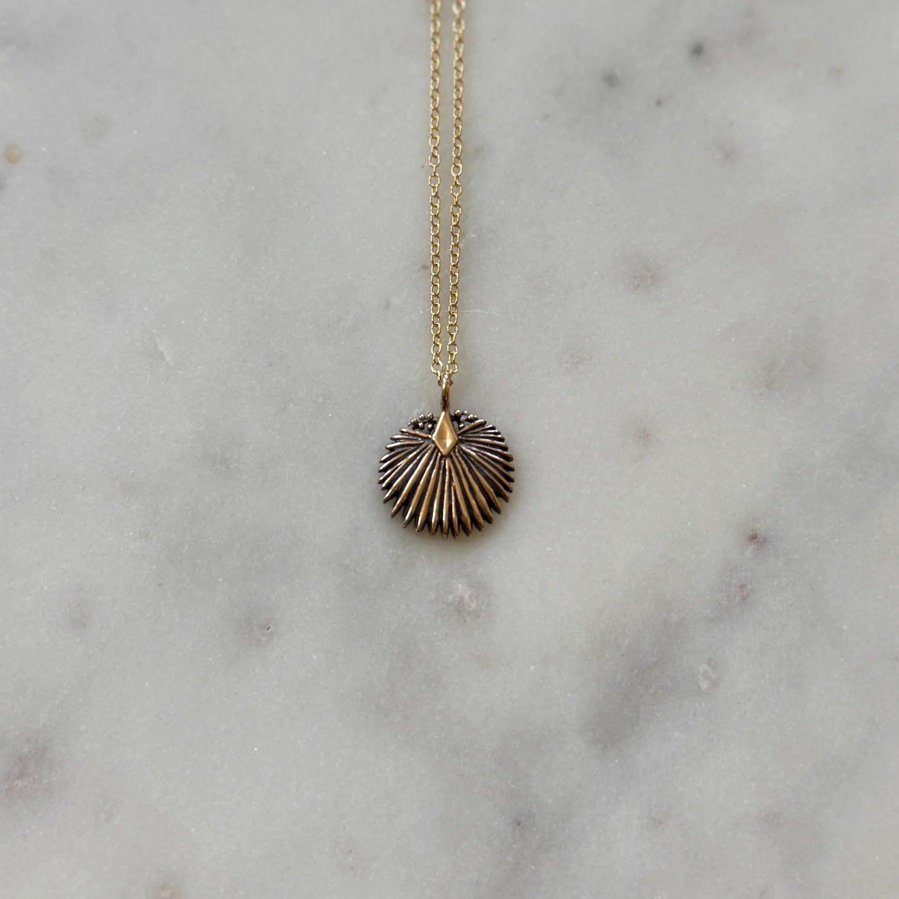 Palmetto Leaf Pendant Necklace - Box Turtle