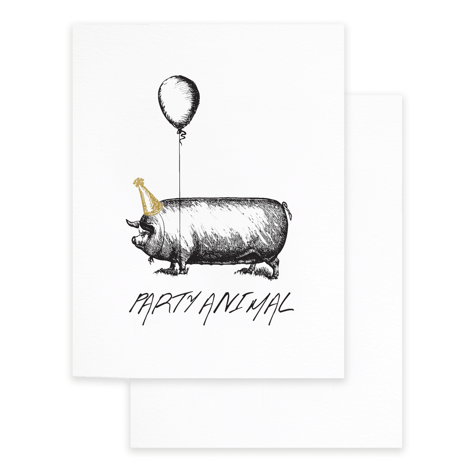 Party Animal, Gold Foil Accent Birthday Greeting Card - Box Turtle