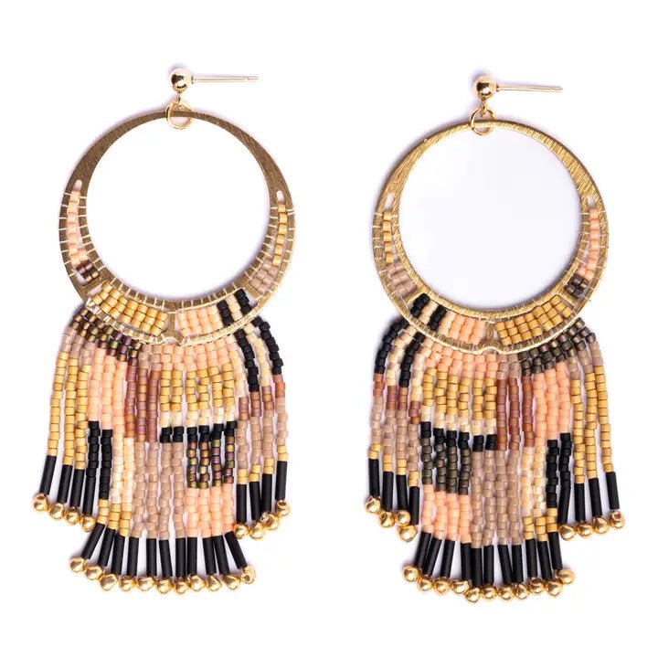Peach & Tan Desert Fringe Earrings - Box Turtle