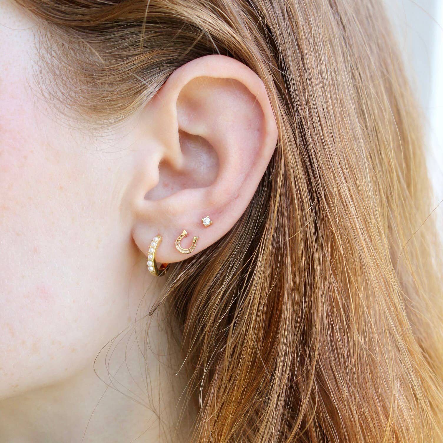 Pearl Huggie Hoops - Box Turtle