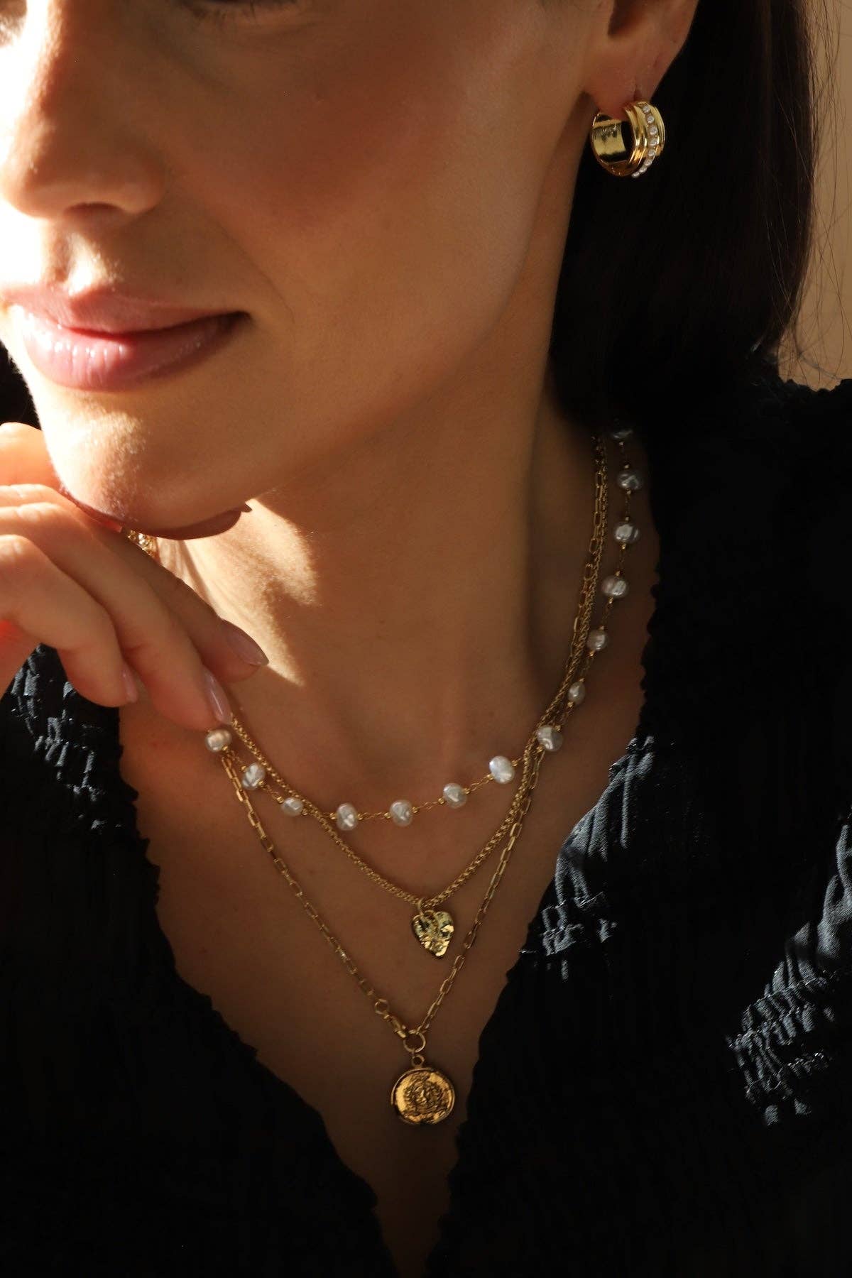 Pearl Station Chain Necklace - Box Turtle