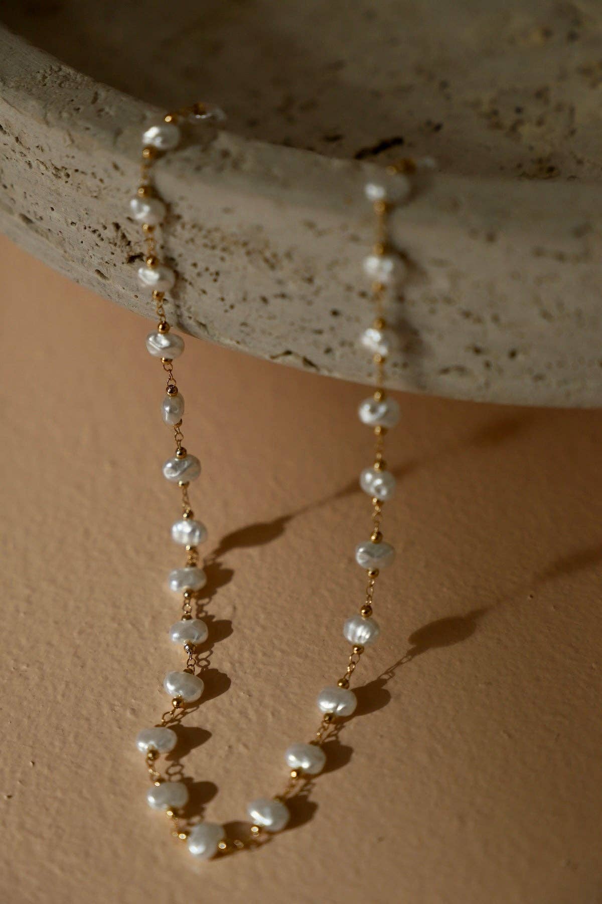 Pearl Station Chain Necklace - Box Turtle