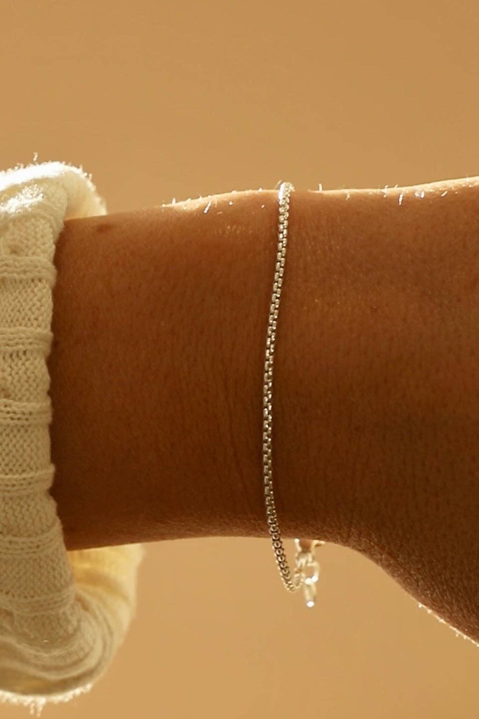 Petite Sterling Box Chain Bracelet - Box Turtle