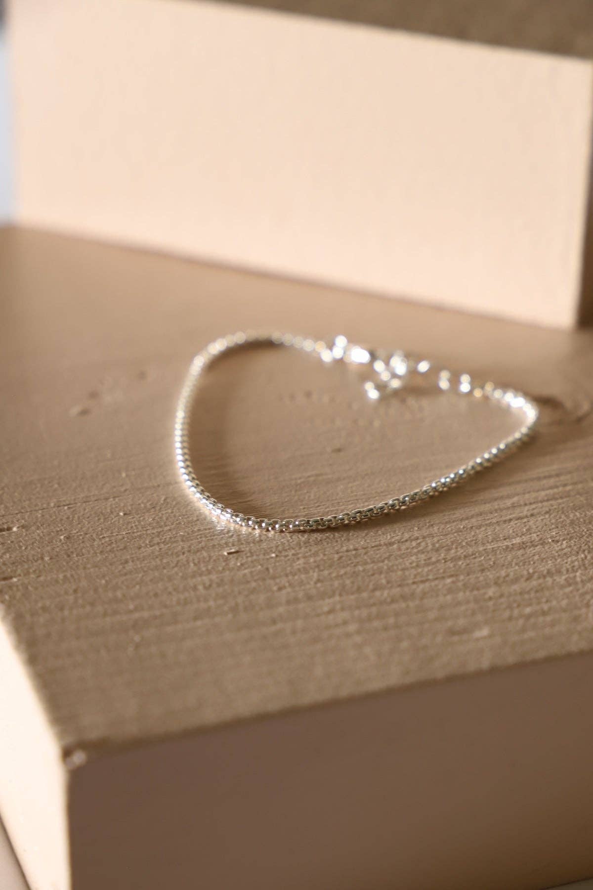 Petite Sterling Box Chain Bracelet - Box Turtle