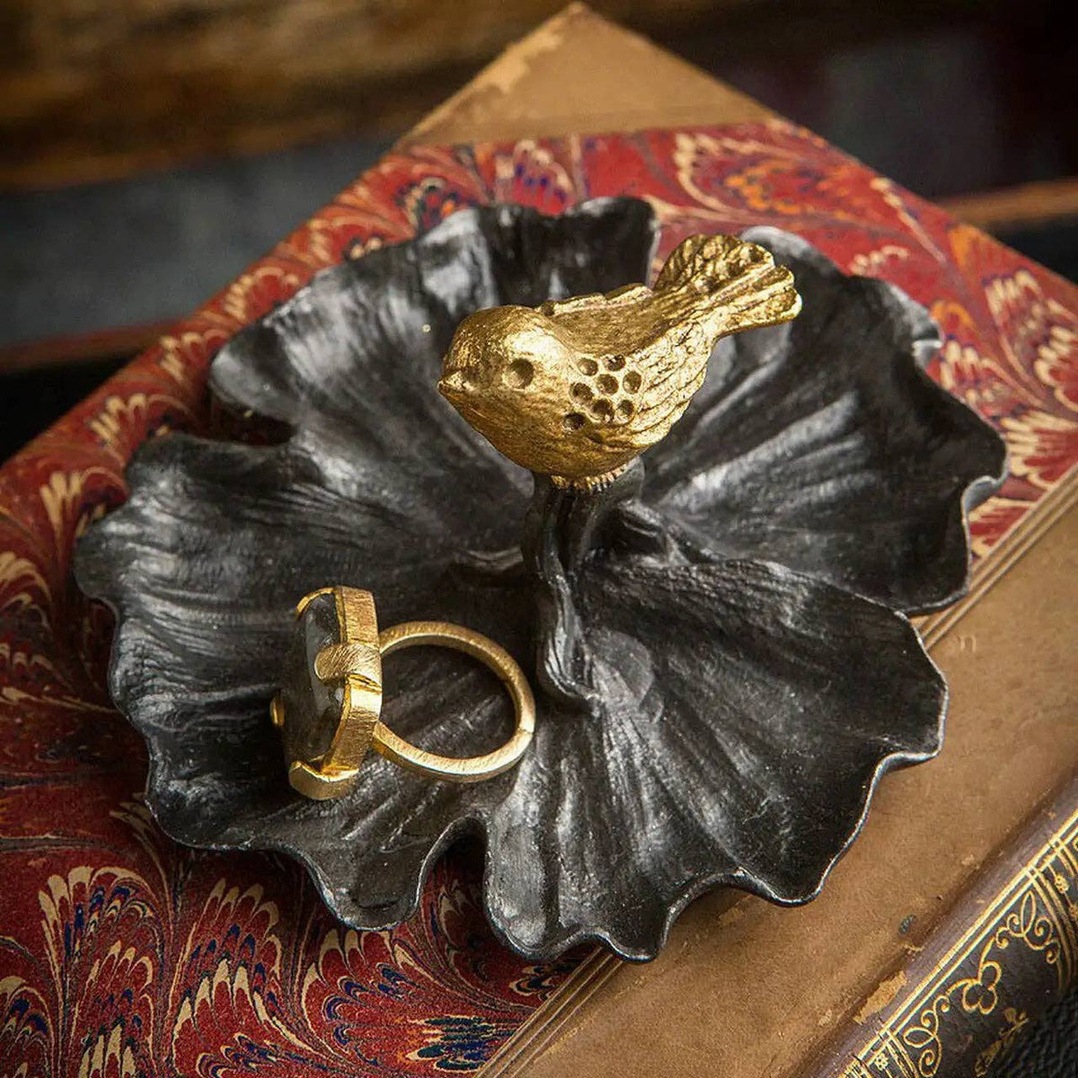 Pewter Bird Jewelry Tray - Box Turtle