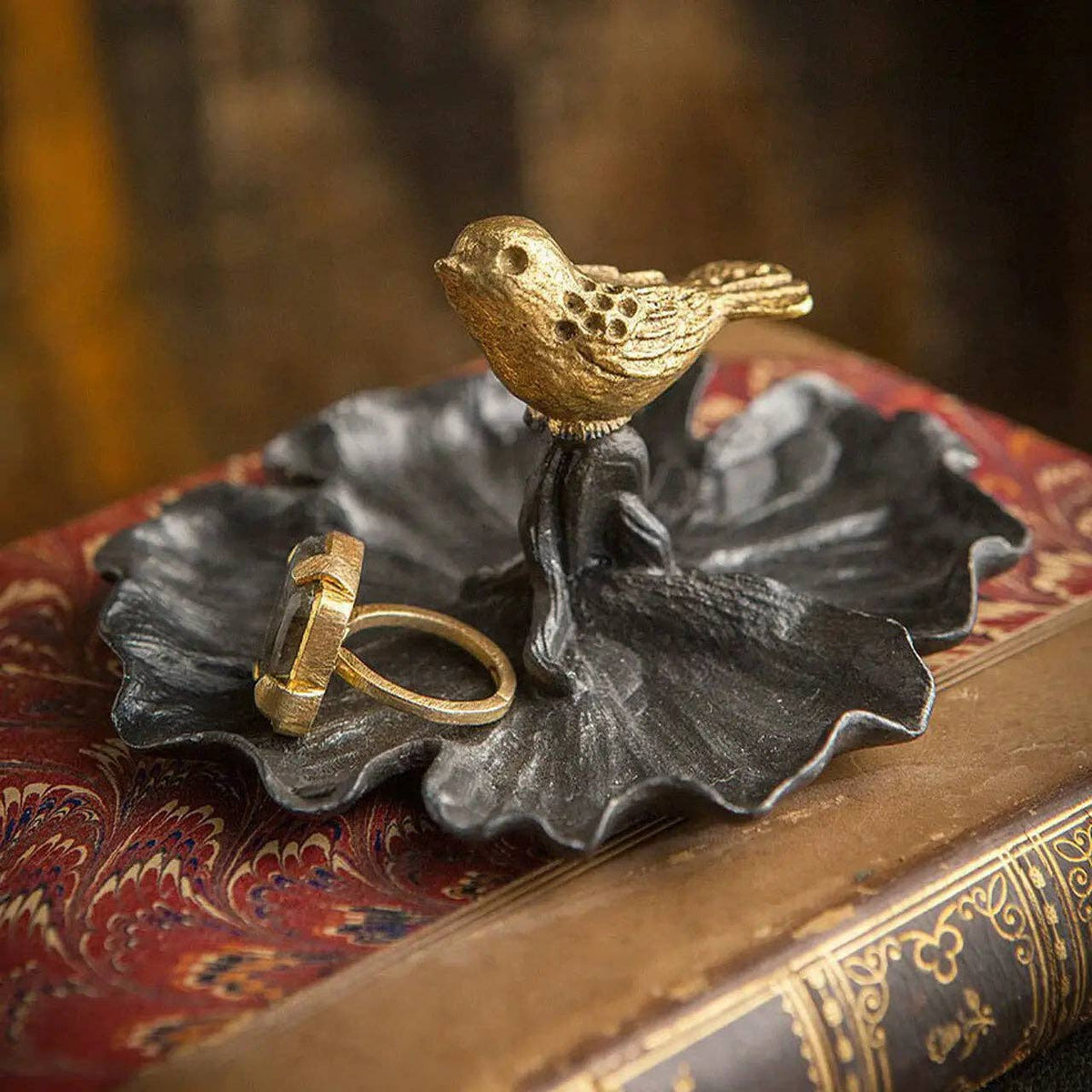 Pewter Bird Jewelry Tray - Box Turtle