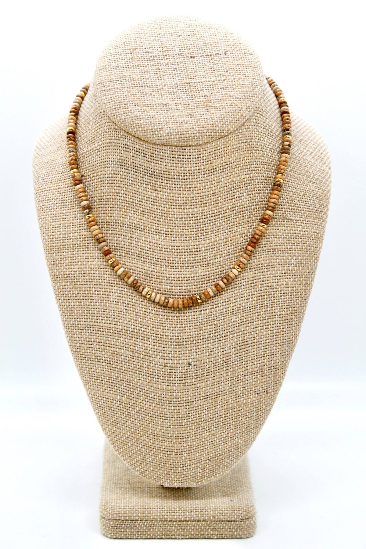 Picture Jasper + Gold Necklace - Box Turtle
