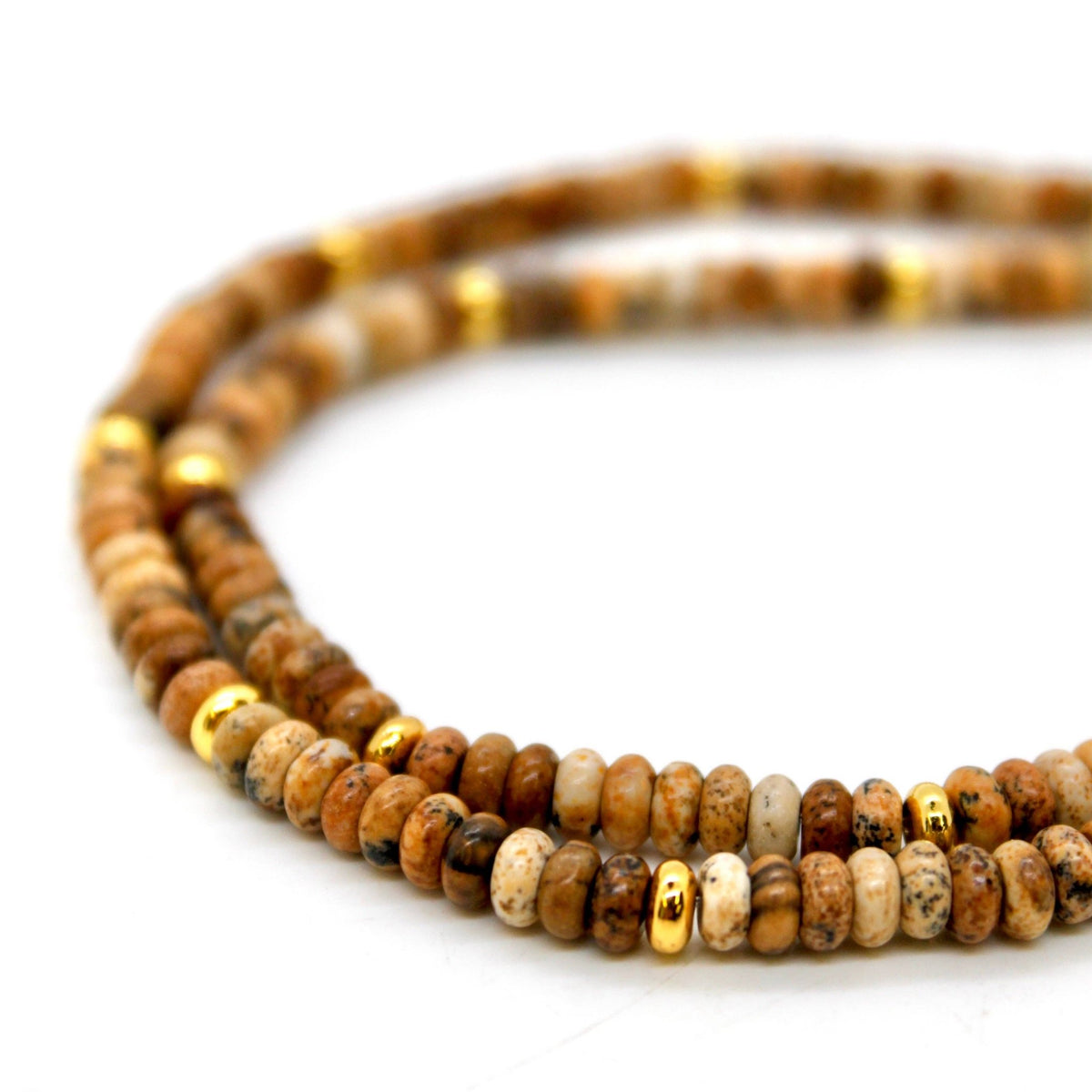 Picture Jasper + Gold Necklace - Box Turtle