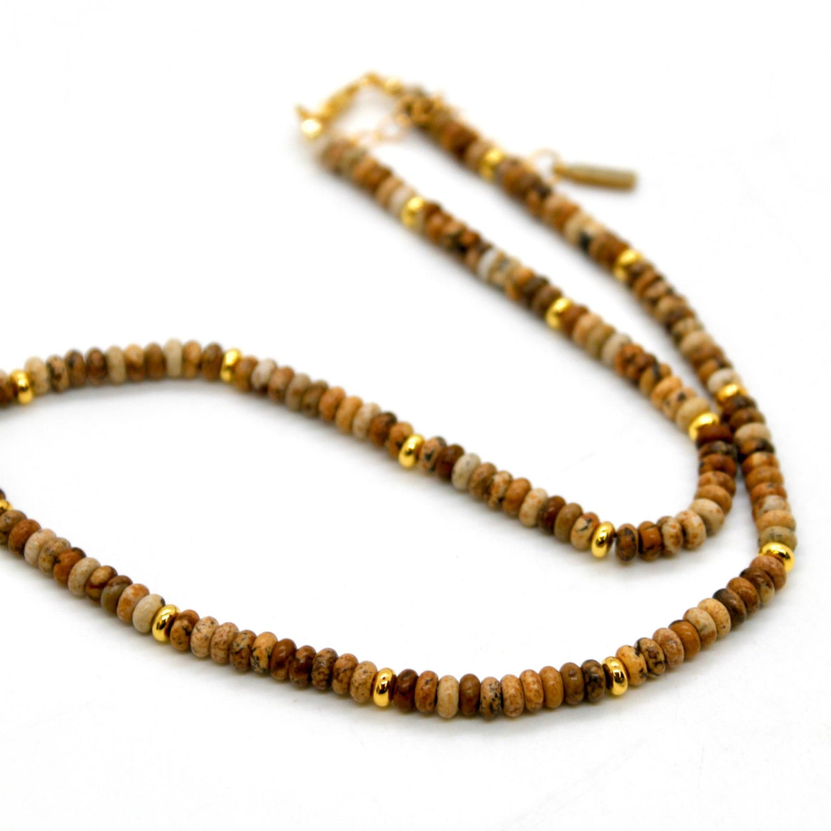 Picture Jasper + Gold Necklace - Box Turtle