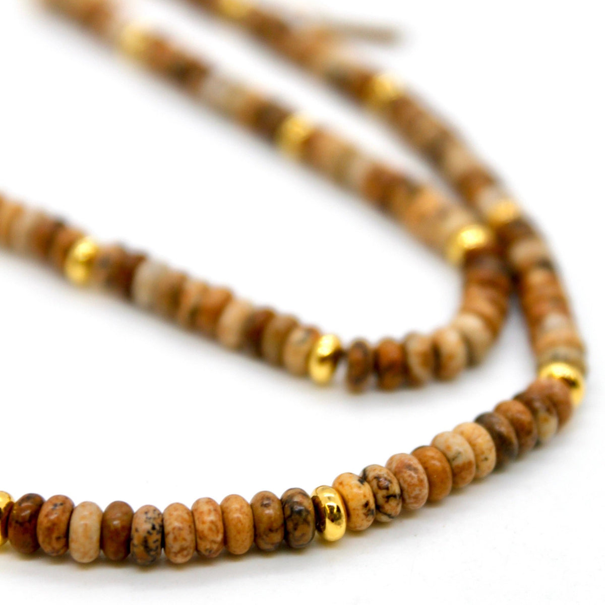 Picture Jasper + Gold Necklace - Box Turtle