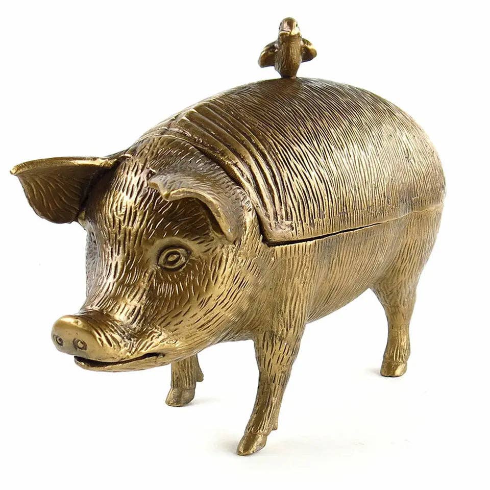 Pig with Bird Storage Box - Box Turtle