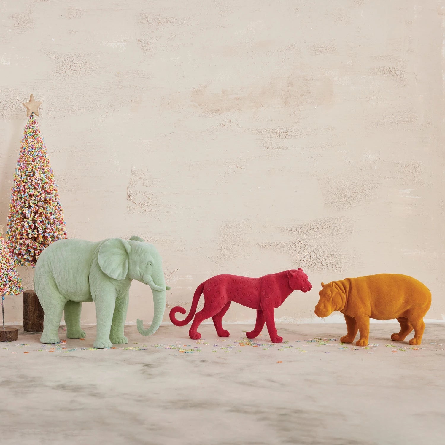 Pink Flocked Resin Cheetah - Box Turtle