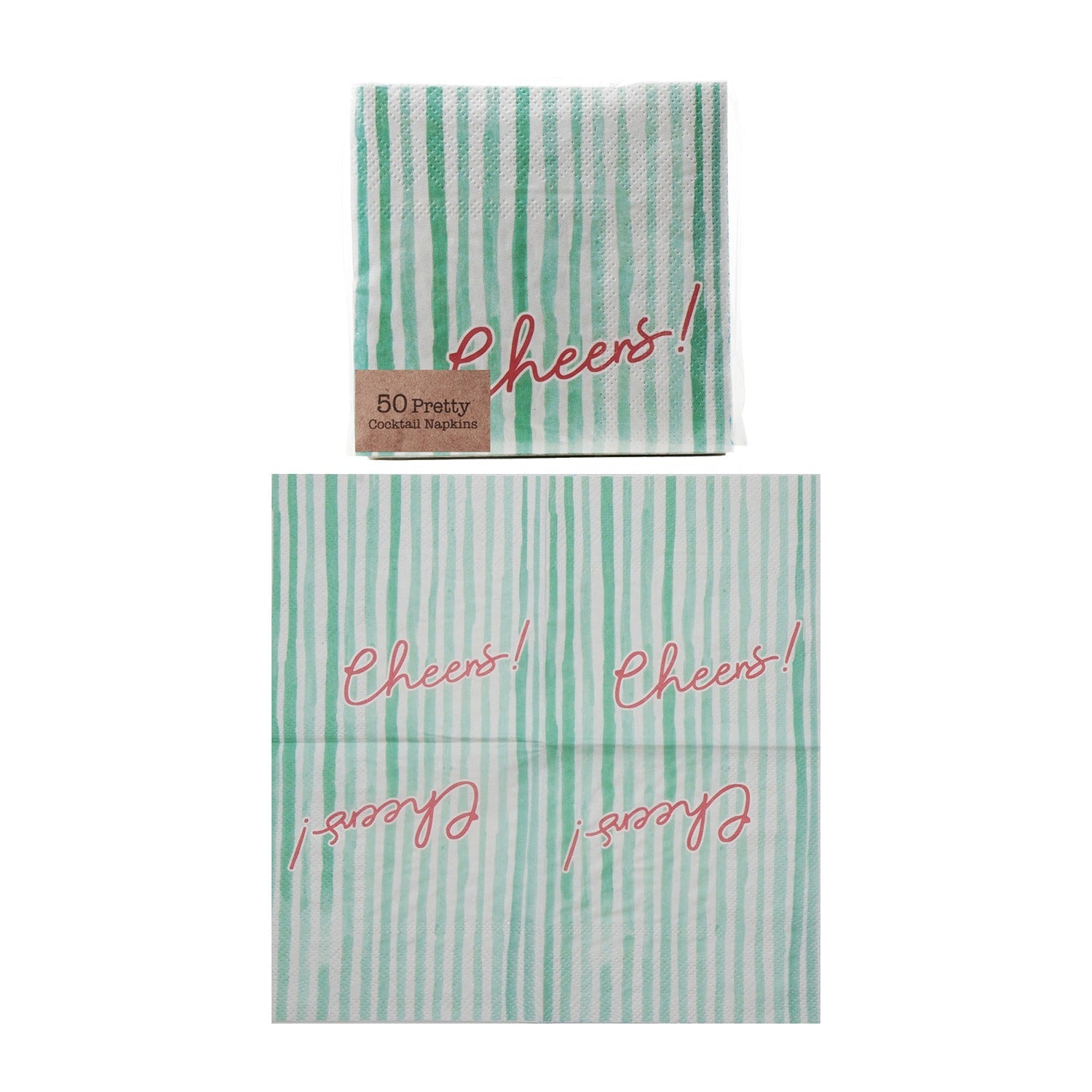 Pink & Green Cheers! Paper Napkins - Box Turtle