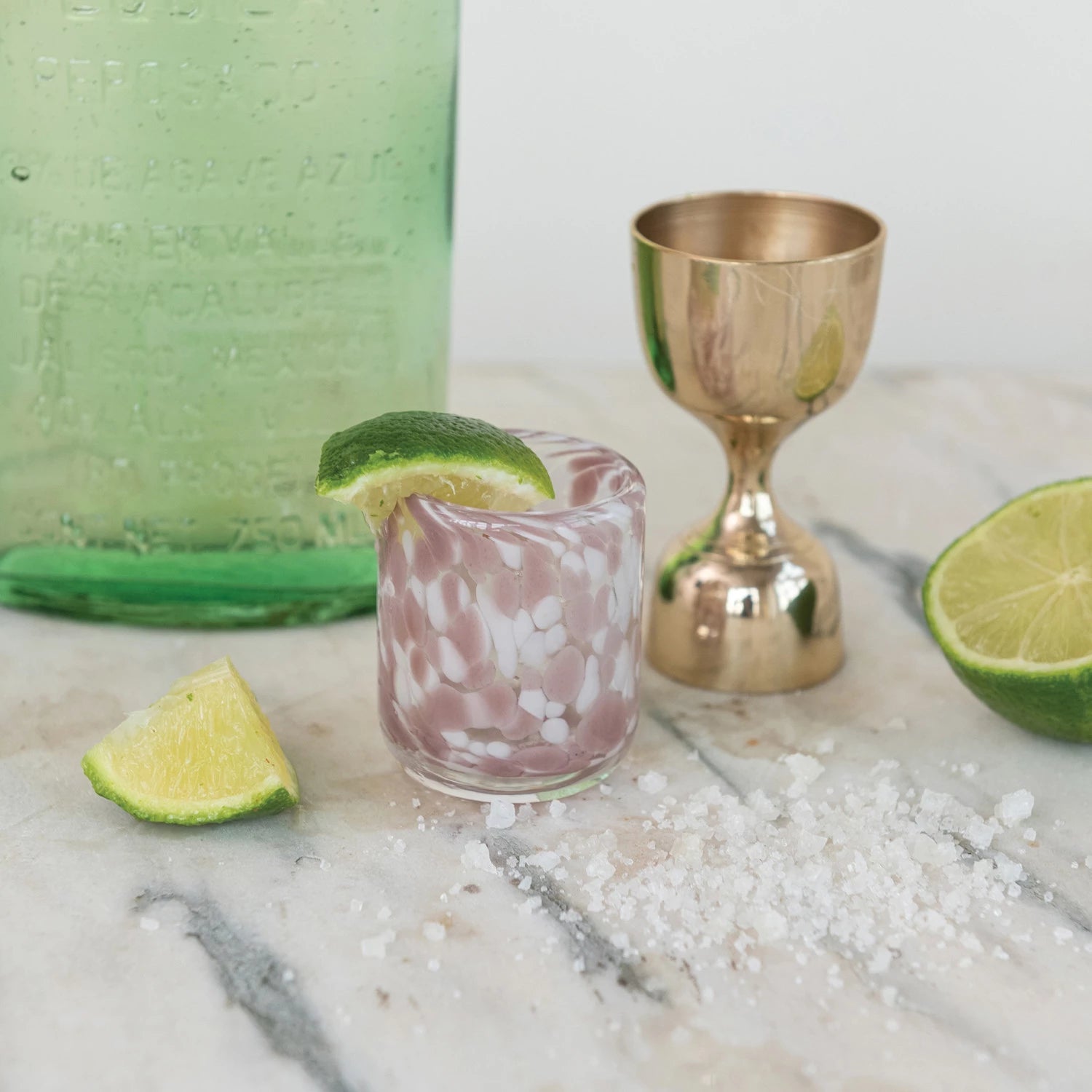 Pink Hand - Blown Confetti Shot Glass - Box Turtle