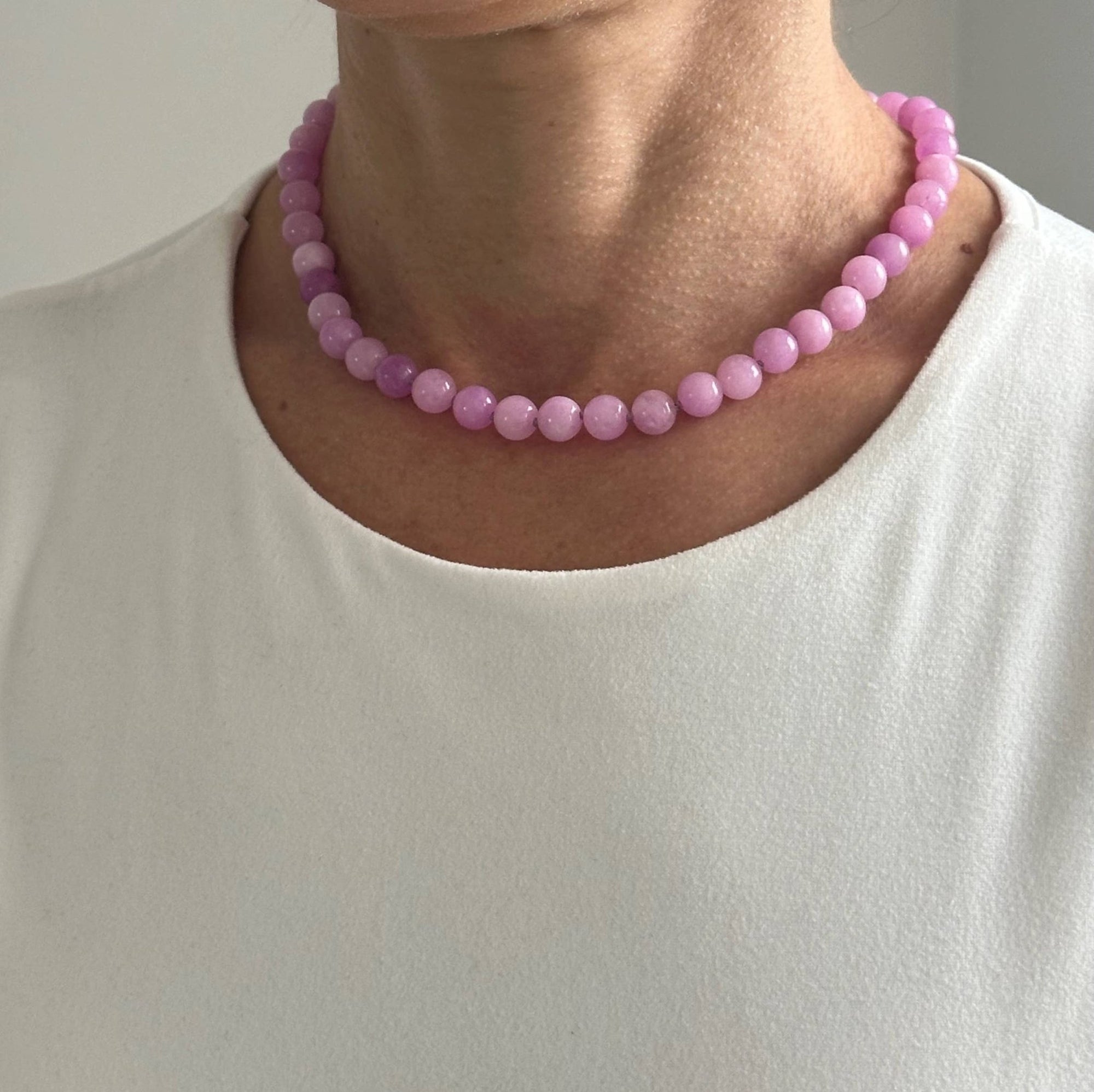 Pink Lavender Jade Necklace - Box Turtle