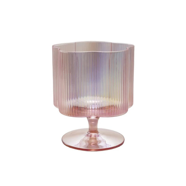 Pink Pleated Flower Stemmed Wine Glass - Box Turtle