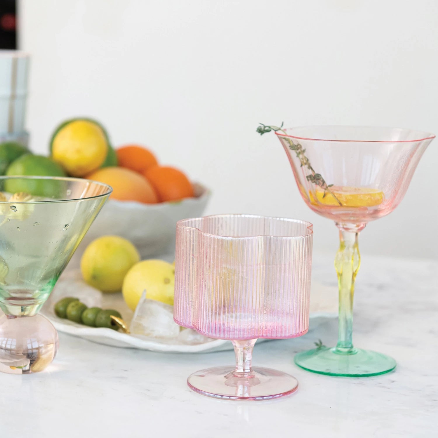 Pink Pleated Flower Stemmed Wine Glass - Box Turtle