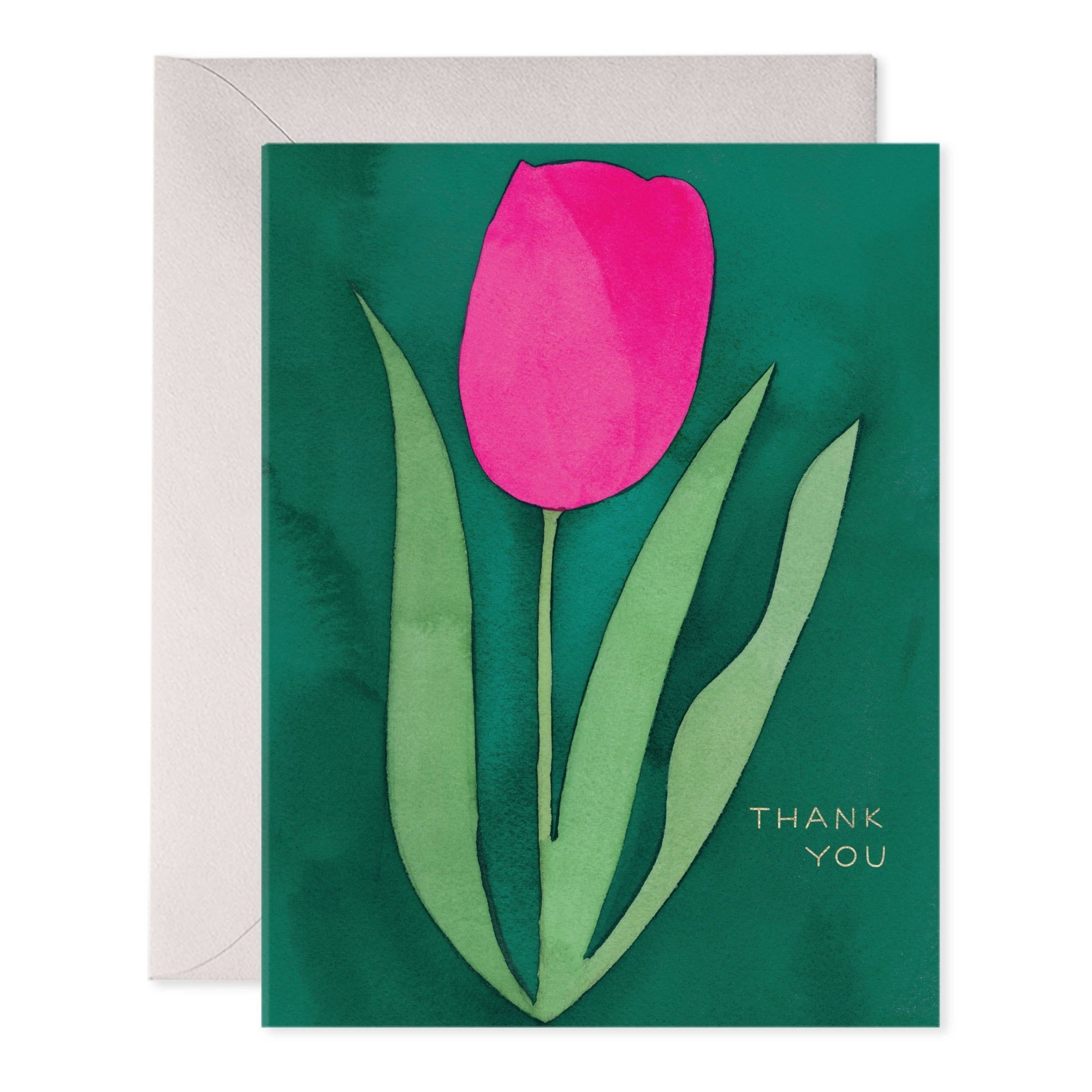 Pink Tulip Thank You Card - Box Turtle