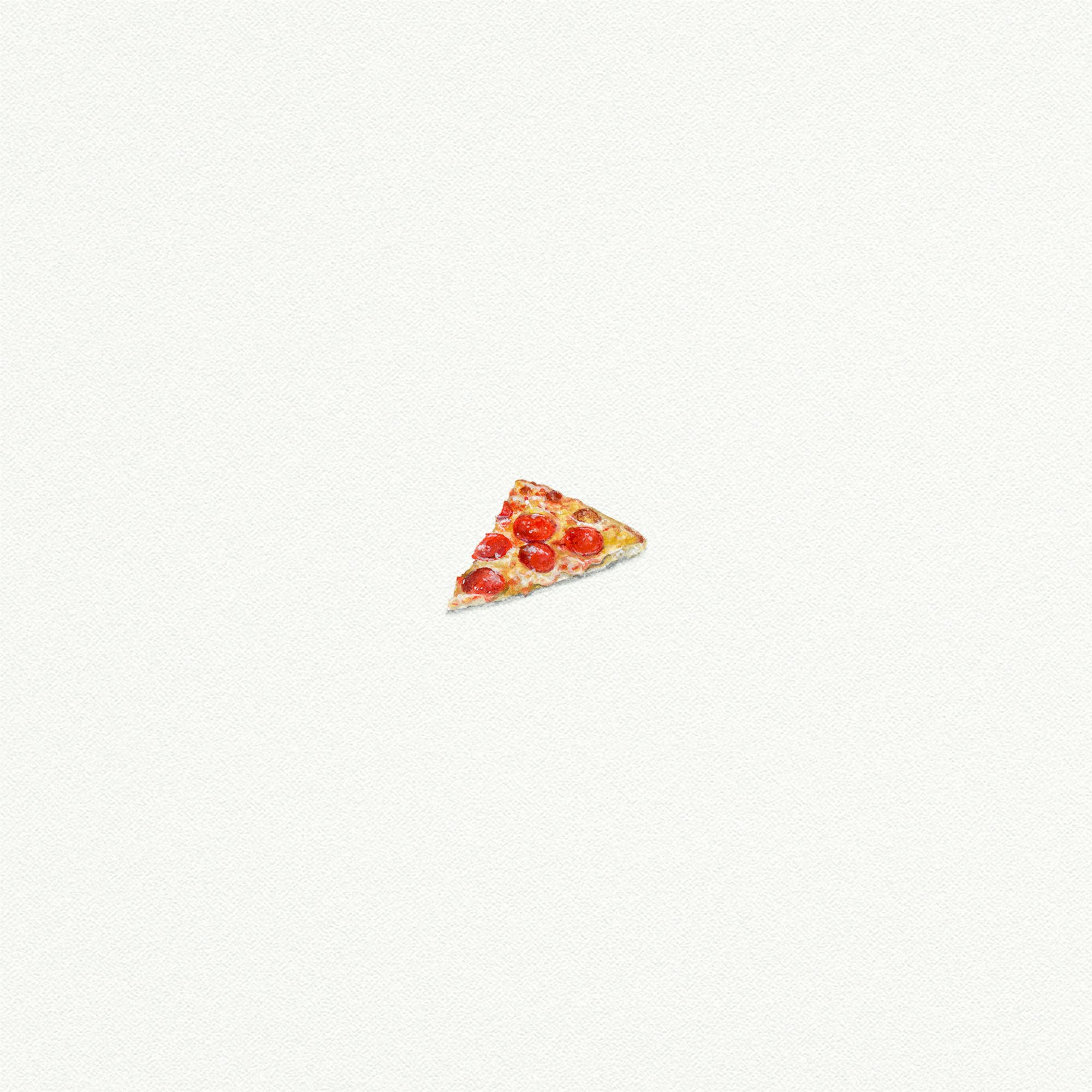 Pizza Slice Miniature Watercolor Print - Box Turtle