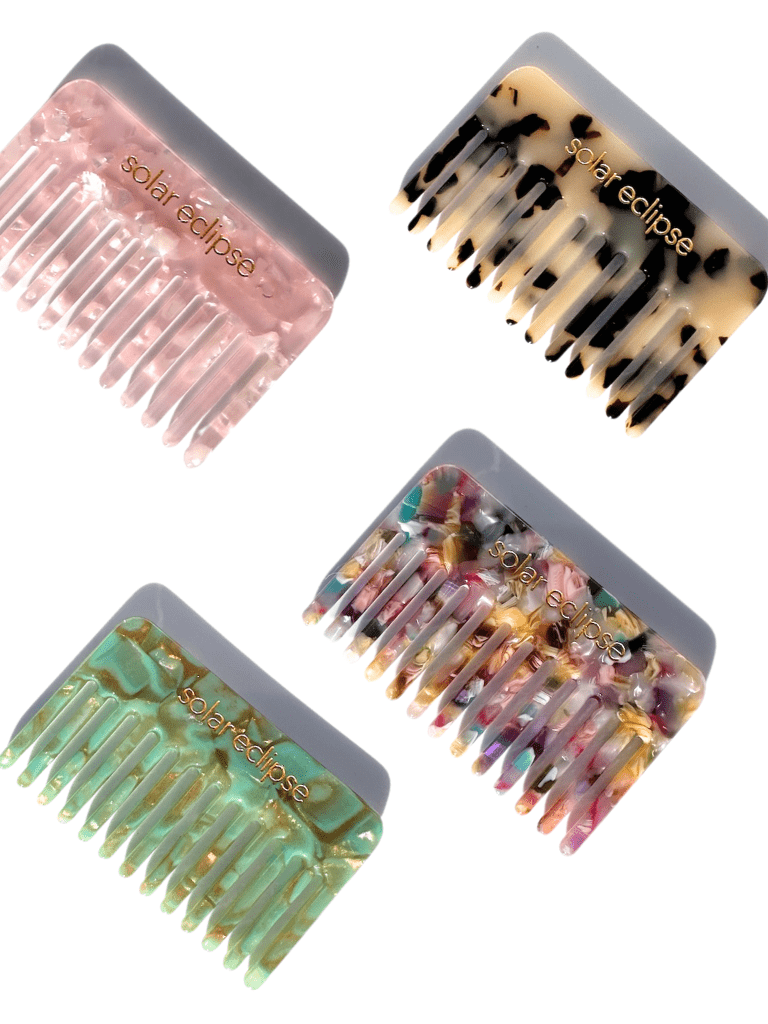Pocket Size Wide Tooth Acetate Hair Comb - Box Turtle
