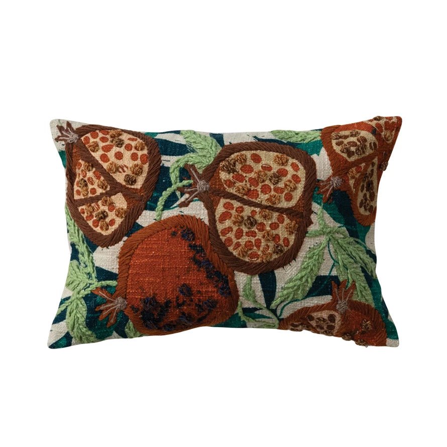 Pomegranates Slub Lumbar Pillow - Box Turtle