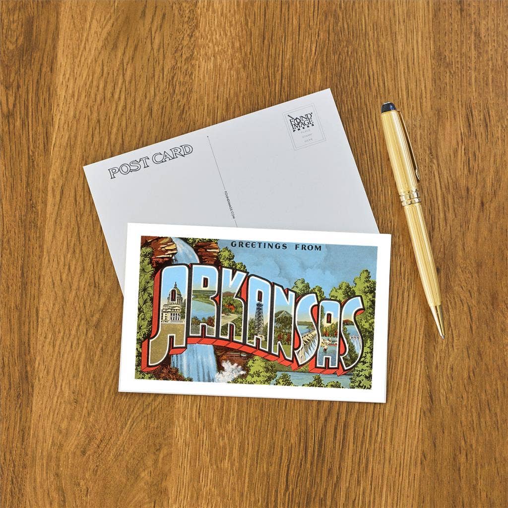 Postcard - Blue Greetings from Arkansas - Box Turtle