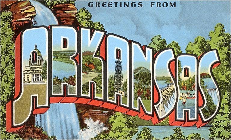 Postcard - Blue Greetings from Arkansas - Box Turtle