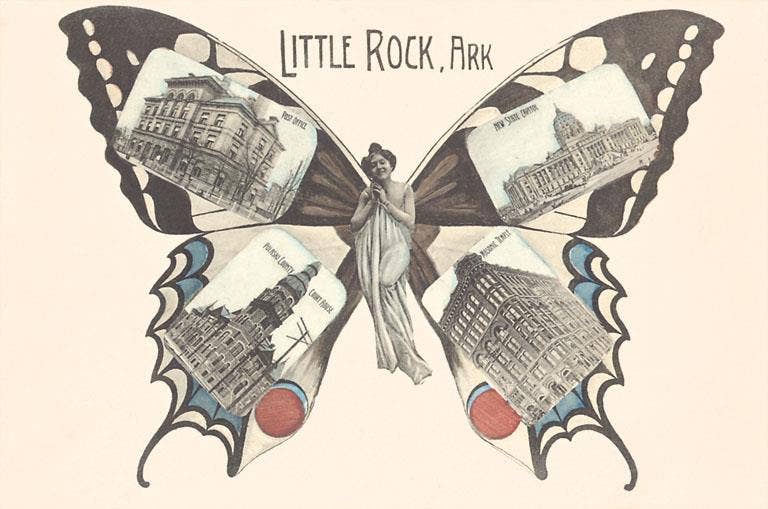 Postcard Butterfly Woman - Little Rock, Arkansas - Box Turtle