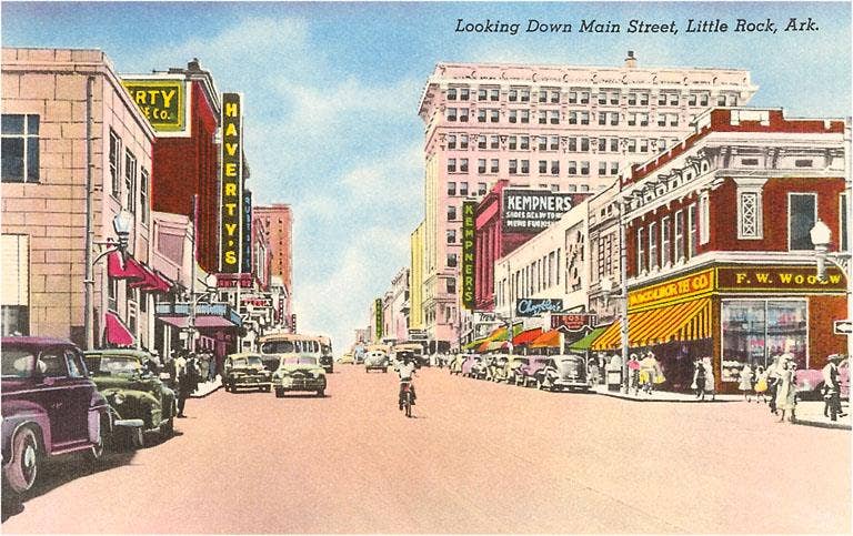 Postcard - Downtown, Little Rock - Box Turtle