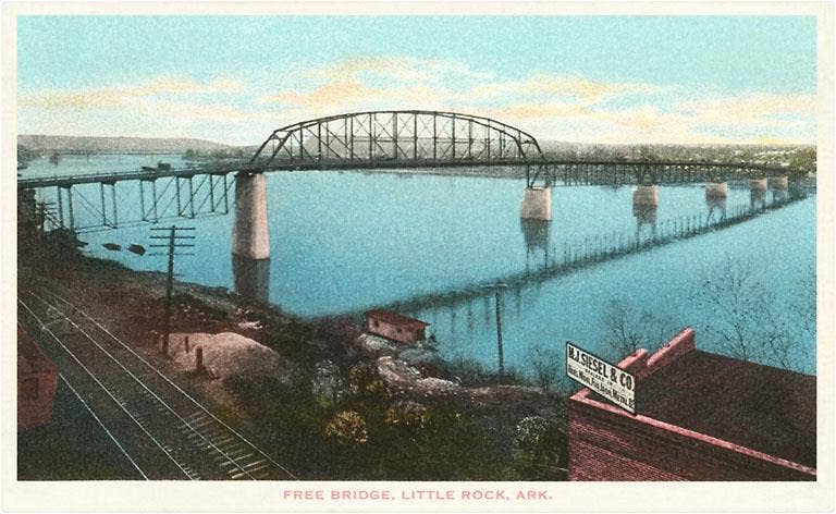 Postcard - Free Bridge, Little Rock - Box Turtle