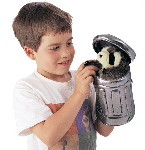 Raccoon in Trash Can Puppet