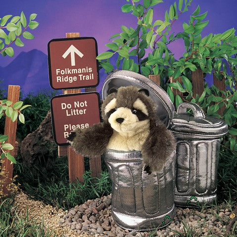 Raccoon in Trash Can Puppet