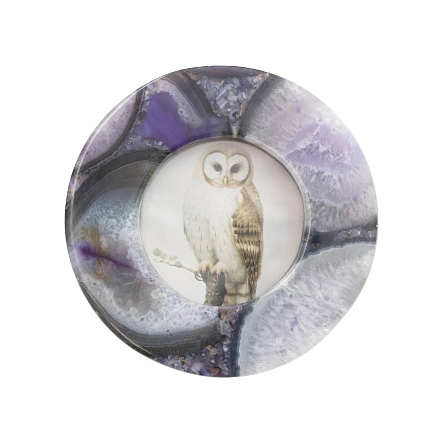 Purple Agate Round Frame - Box Turtle