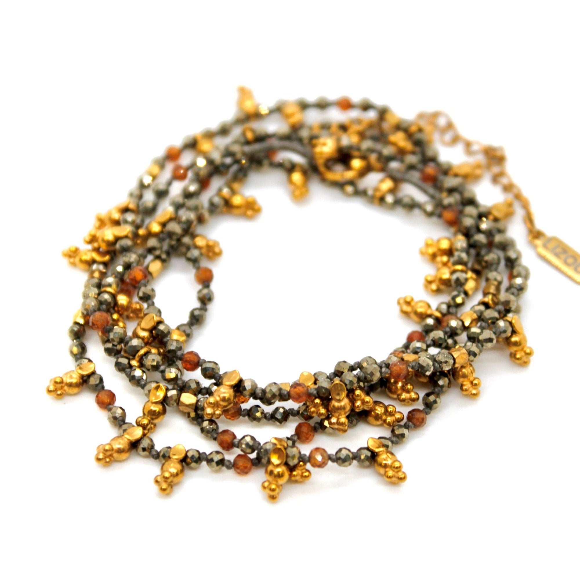 Pyrite &amp; Mini Gold Specks Long Necklace - Box Turtle